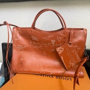 Authentic Balenciaga Valentines Day Blackout City Bag Pumpkin-Orange Color